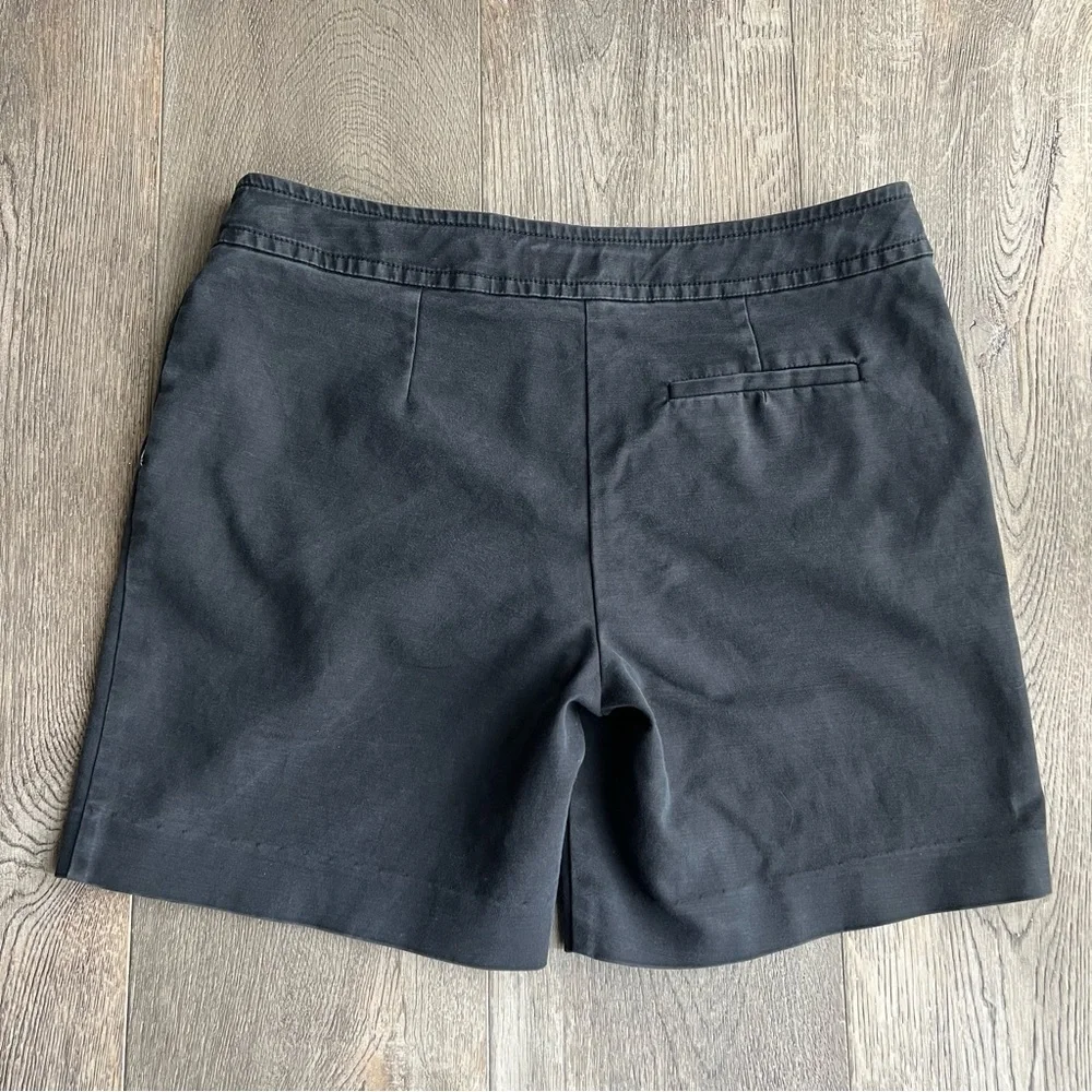 TRINA TURK Black Wash Flat Front Buckle Shorts Size 10